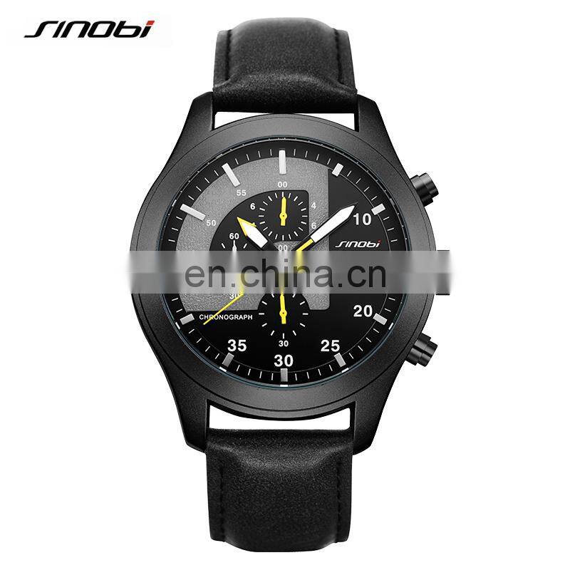 SINOBI Boys Watches Digital S9826G Small Three Dial Chronograph Watches Hand Clock Boys Date Window Business Handwatch