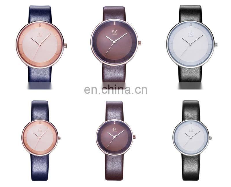 SHENGKE Elegant Couple Watches Leather Band Anniversary Gift Hand Watch Japan Quartz Pair Watches K8062G/L