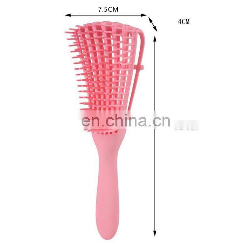 Customized Women Colorful Detangling Plastic Soft Bristle Salon Hair Detangler Brush Comb for Curly Hair