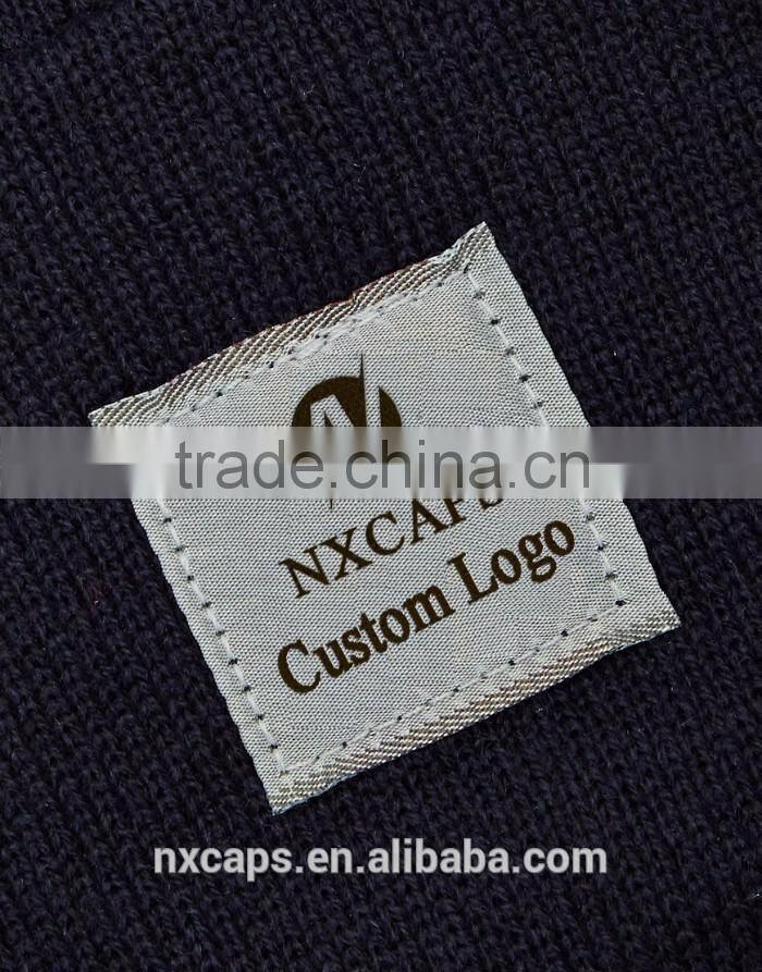 Custom Acrylic Watch Beanie Hat blank woven label logo