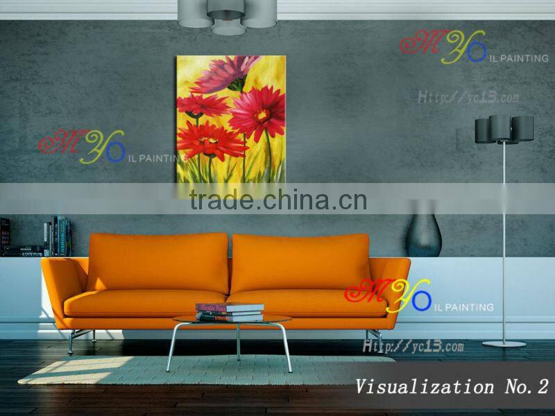 handmade home decor Artwork red flowers oil painting on canvas