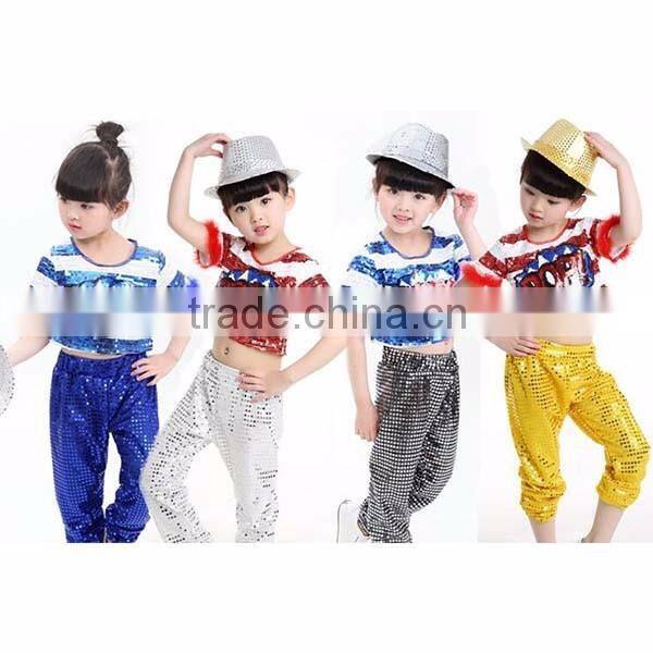New Sequined Jazz Hip hop dance Costumes Stage Performance Clothing Boys and Girls Holiday Show kids hip hop Wear top +Pant