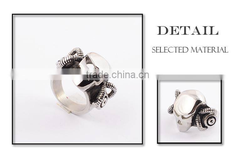 Rings for men stainless steel silver ring with skull bone
