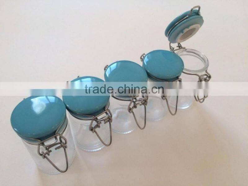 200ml round clear glass storage jar with ceramic lid