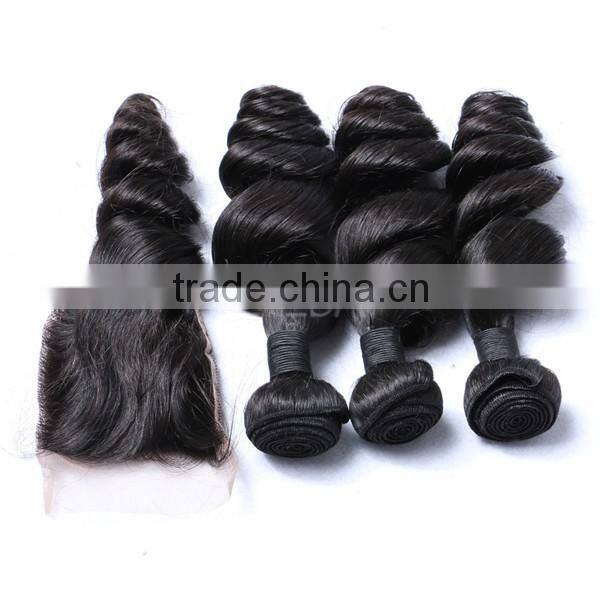 100 gram per bundle loose wave Brazilian hair bundles with closure have large stock hair