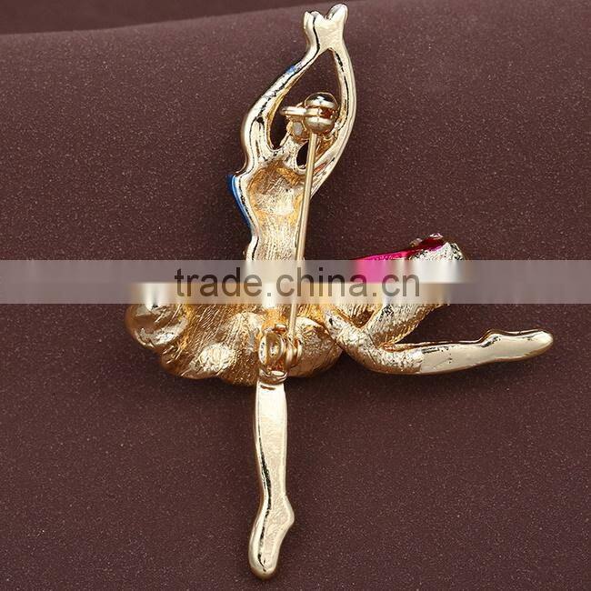 New design zinc alloy ballet dance metal brooch