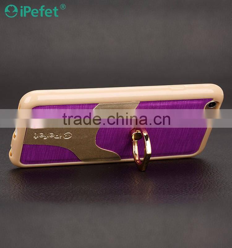 Double color cell phone leather case for iPhone 6S with ring holder