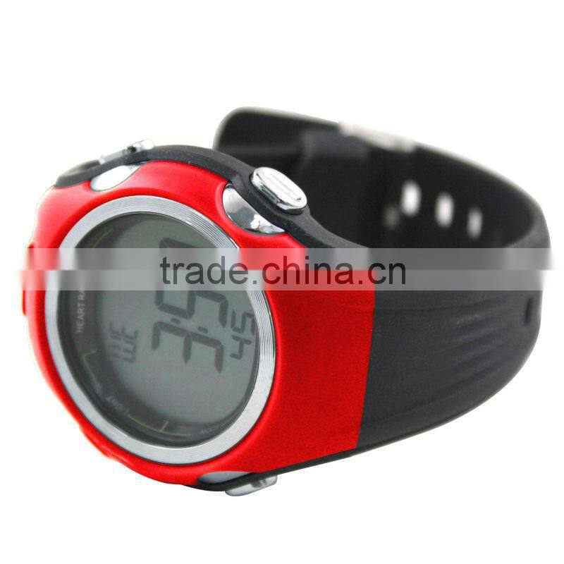 DW177_RD Red color Digital Rubber Chrono, Timer, Alarm ,body fit heart rate monitor watch