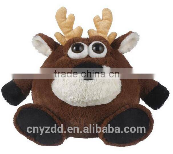 Stuffed Chubby Reindeer Toy for Christmas/Hot Sale Huggable Stuffed Moose with Eyeballs/Soft Christmas Toy Sitting Reindeer