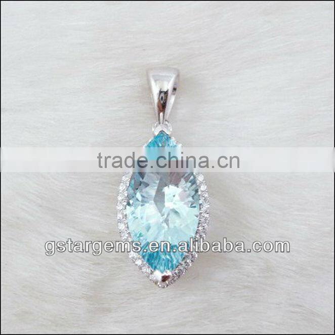 rhodium plated jewelry Natural Blue Topaz Ring