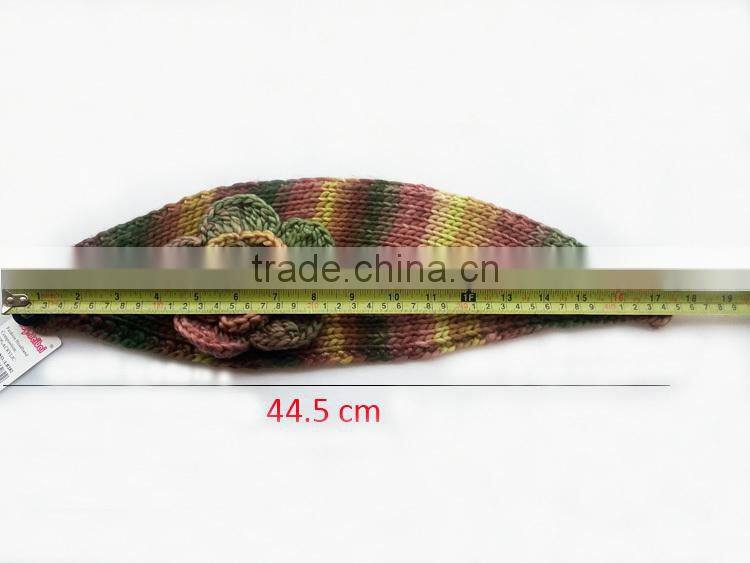 Beautiful Colorful Yarn Knittig Flower Decorated Fashion Women Head Band
