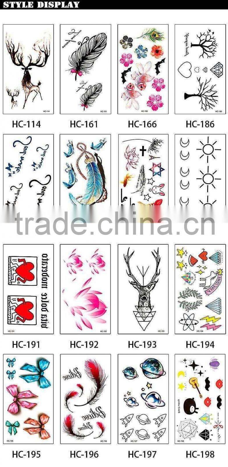 HC73 HC-73 New Design Fashion Temporary Tattoo Stickers Temporary Body Art Waterproof Tattoo Pattern Can Mix order