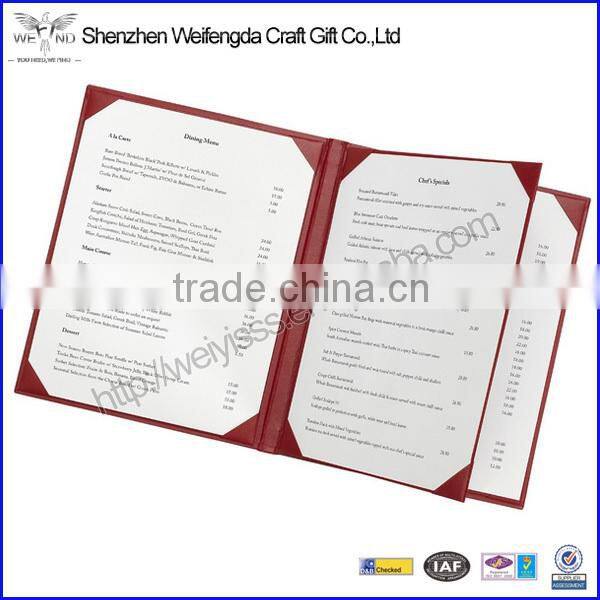 Unique Fashion 8.5*11'' PU Leather Menu Covers