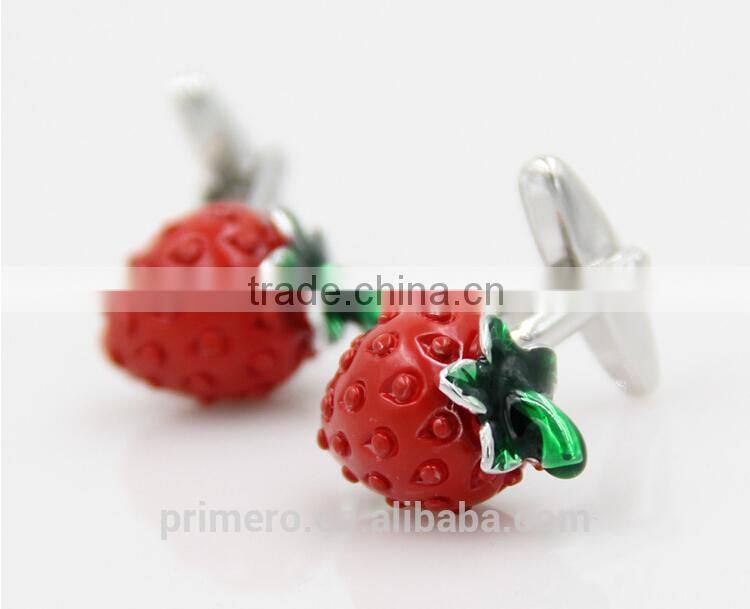 PRIMERO 2015 jewelry acrylic cufflink French shirt romantic strawberry cufflinks
