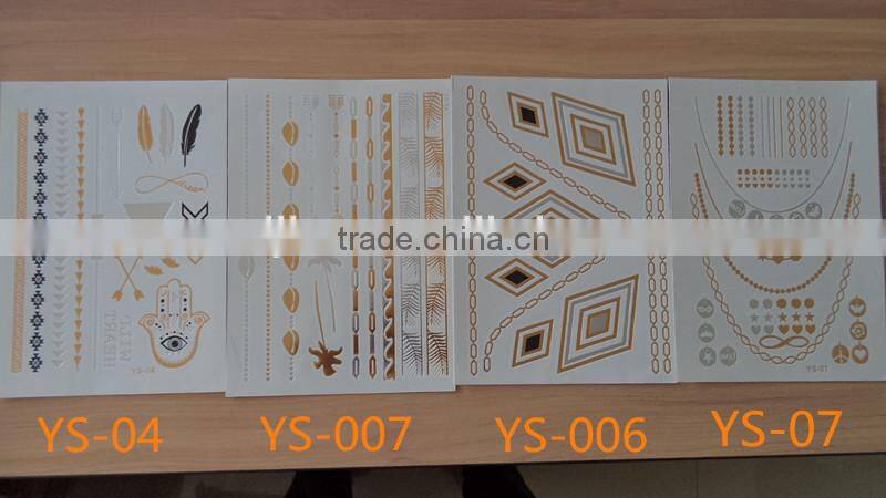 2015 arabic tattoos/metallic tattoo ink tattoo/flash tattoo/jewelry temporary tattoo in stock