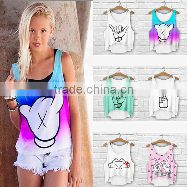 Aztec style Wholesale Logo Print Custom Ladies Summer Short bulk tank top