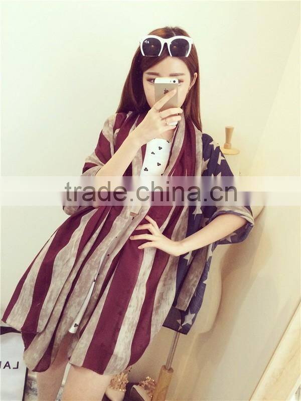 VINTAGE Team USA Boho American Flag Knit Scarf, Infinity Loop Circle Scarf, Cotton Lightweight Patriots' Day Gift