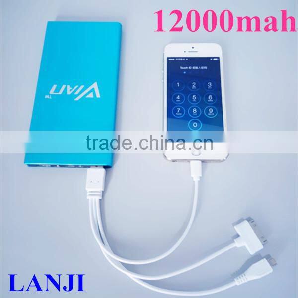 2015 New Design Power Bank Ultra-thin Portable Power Bank 12000mah