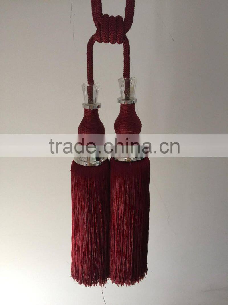 Curtain accessories wholesale tassels polyester material curtain tiebacks with crystal bead