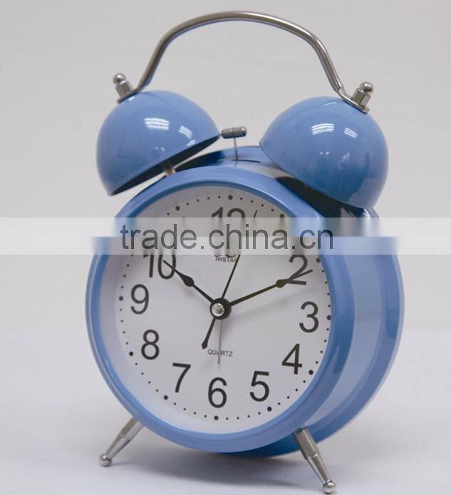 5" twin bell alarm clock, quartz analog table alarm clock, desk alarm clock