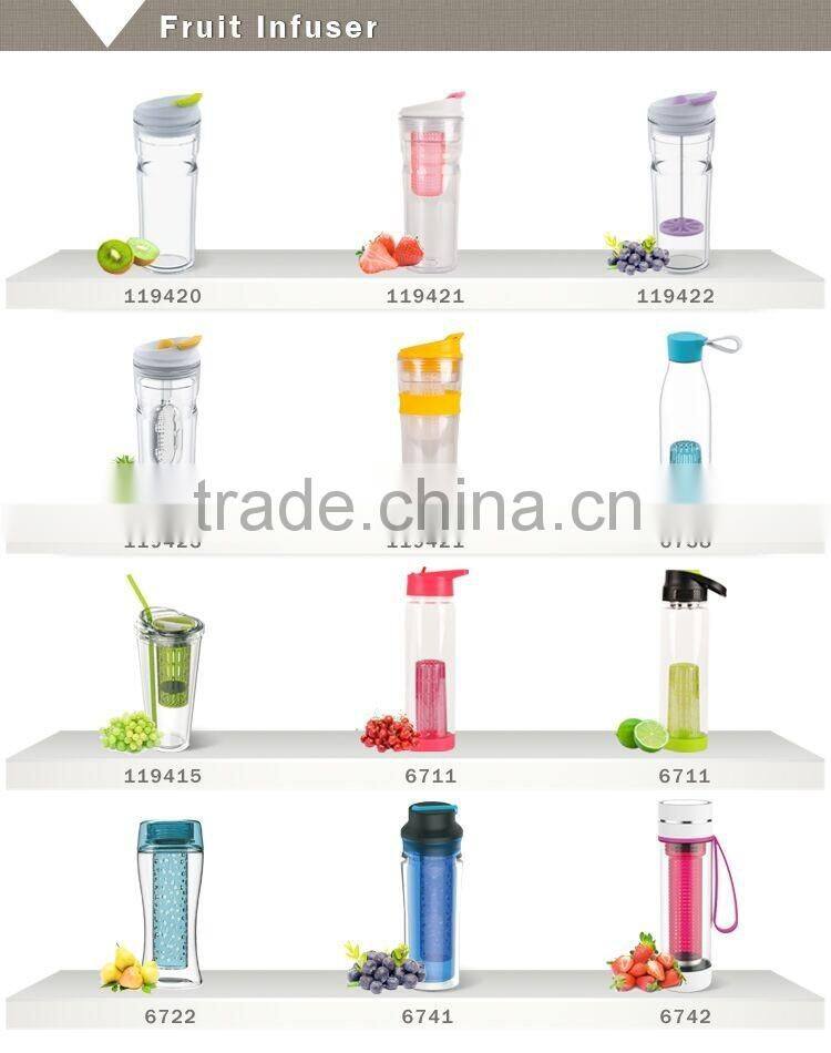 Wholesell custom flip top double wall plastic infuser tumbler