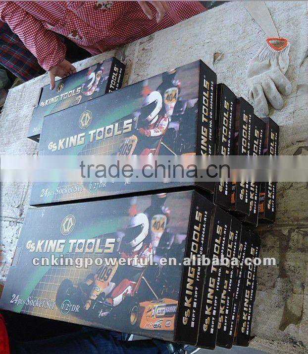 Chrome vanadium 12pcs socket set with red rim