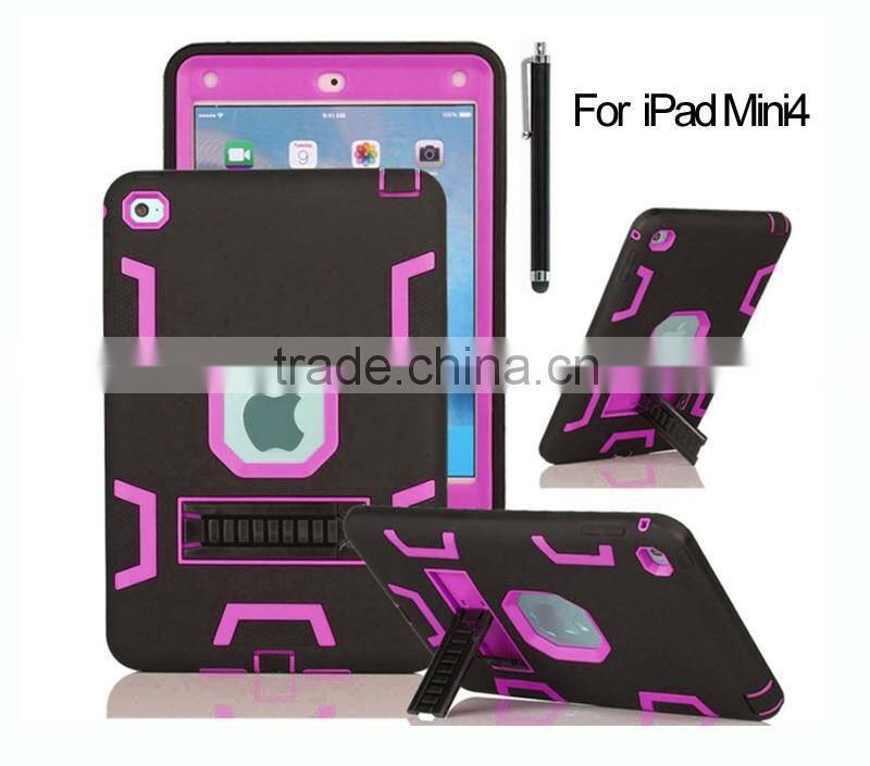 Tough defender hard plastic and TPU cover for Apple iPad mini 4 case