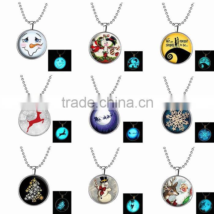 Round crystal pendant black cat and branch charm Light in the Dark Necklace