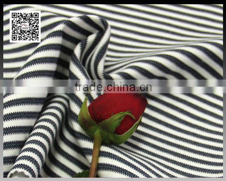 2016 fashion shripe style pattern fabric 65% polyester 32% rayon 3%spandex ladies fashion dress