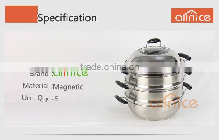 Allnice-3 layers Stainless steel steamer pot with glass lid