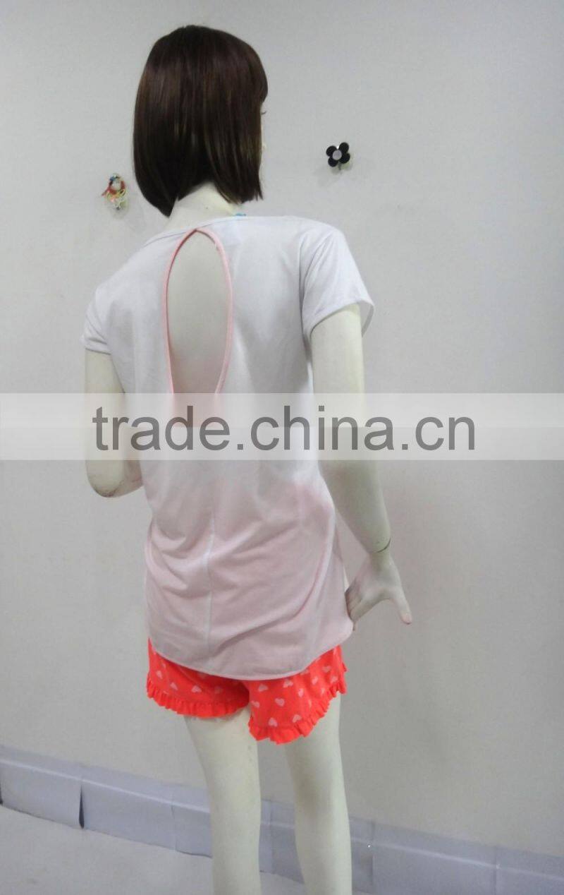 Leisure simple Behind the small sexy with refreshingly loving heart shorts pajamas women