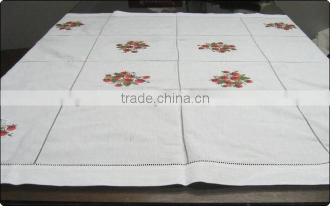 Hand hemstitched and embroidered table cloth No.23