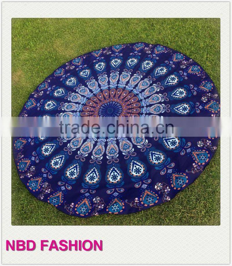 Latest Design Peacock Round Beach Scarves Yoga Mat