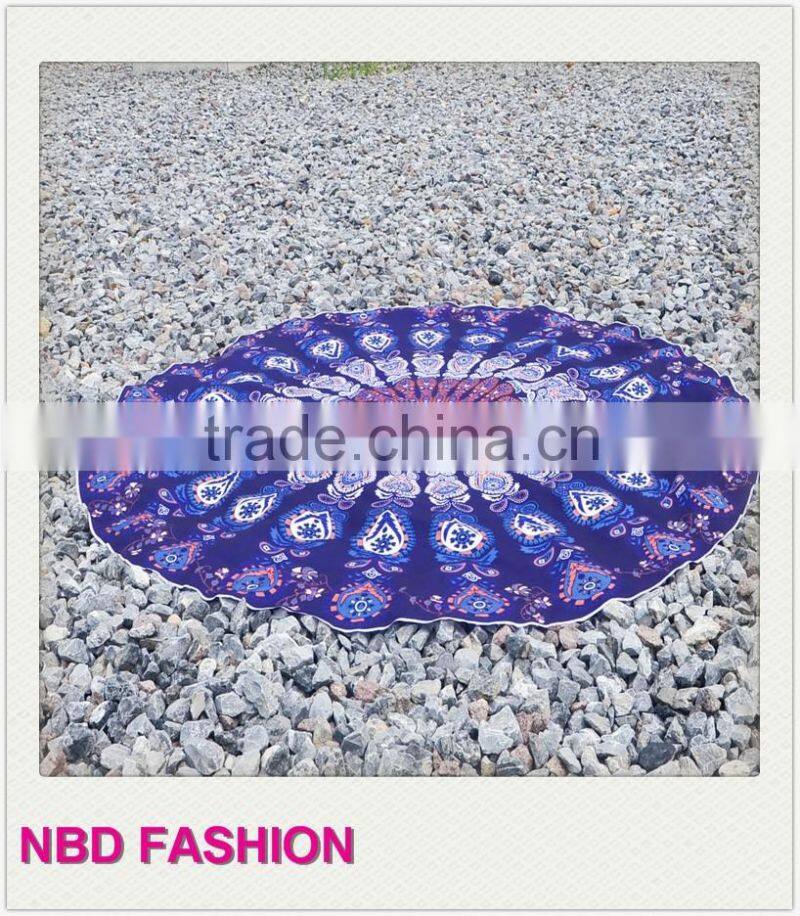 Latest Design Peacock Round Beach Scarves Yoga Mat