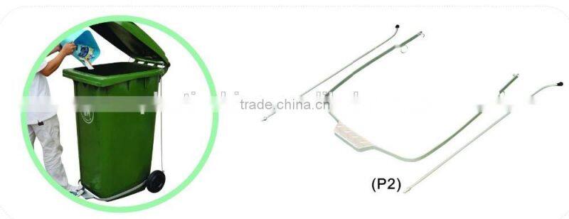 Moblie bin with side pedal,120liter dustbin with middle pedal,plastic foot pedal waste bin