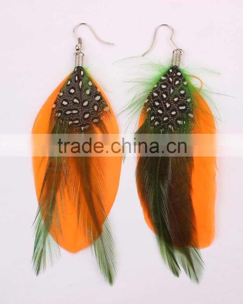 Purple Natural Feather Earrings In Stock New Design Feather Earring