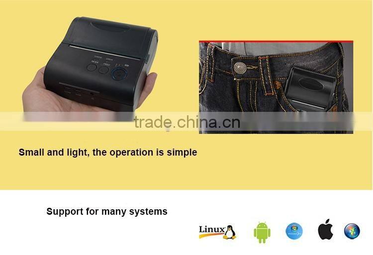 80mm mini mobile bluetooth receipt printer portable thermal printer for Android and IOS