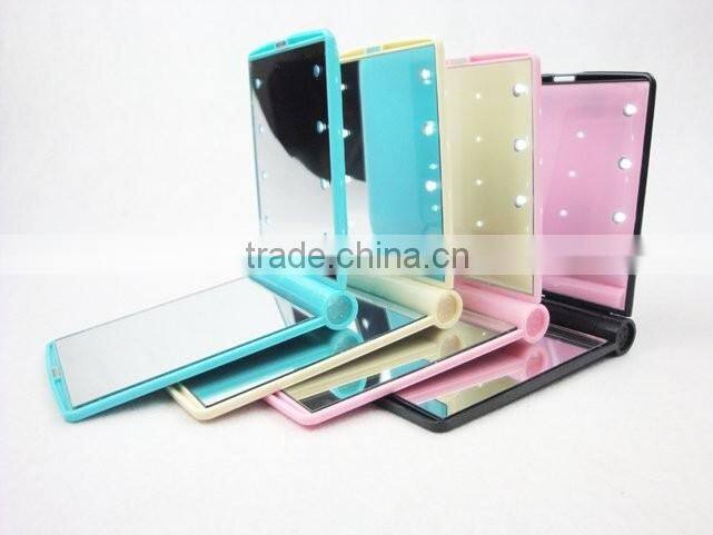 double sides square folding 6 pcs led pocket mirror