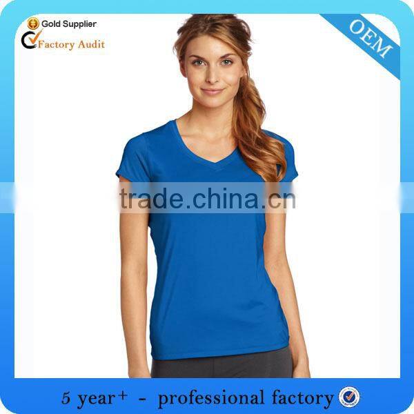 100% polyester v-neck t-shirt