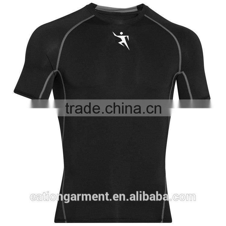 compression wear 95% rayon 5% spandex t-shirts,short sleeve black sports compression wear