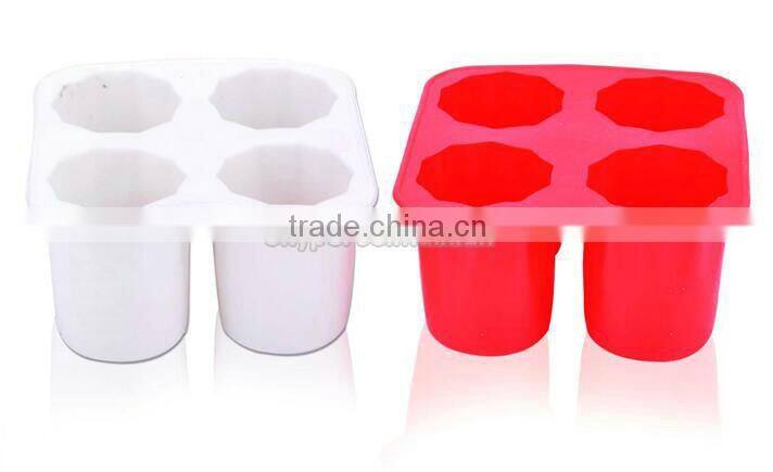 Silicone 4 Cup Shot Glass Mold Cool Shooters Ice Cube Tray Dishwasher Safe