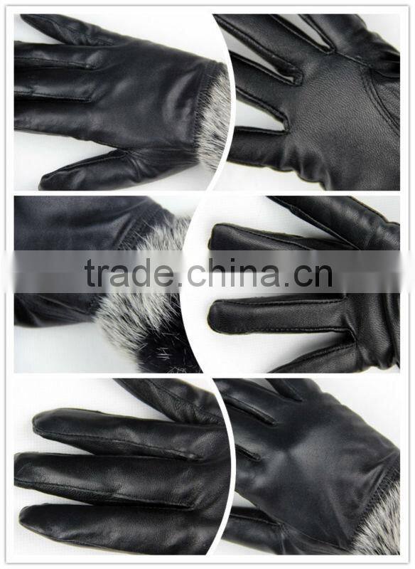 fur cuff luxury mink glove for lady in winter