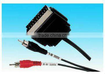 scart plug to 2 RCA cable assembly type rohs comliant