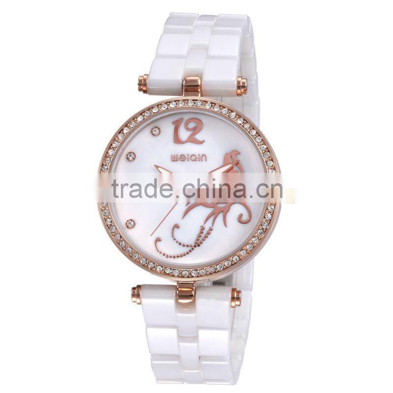 2014 New products butterfly dial ceramic watch