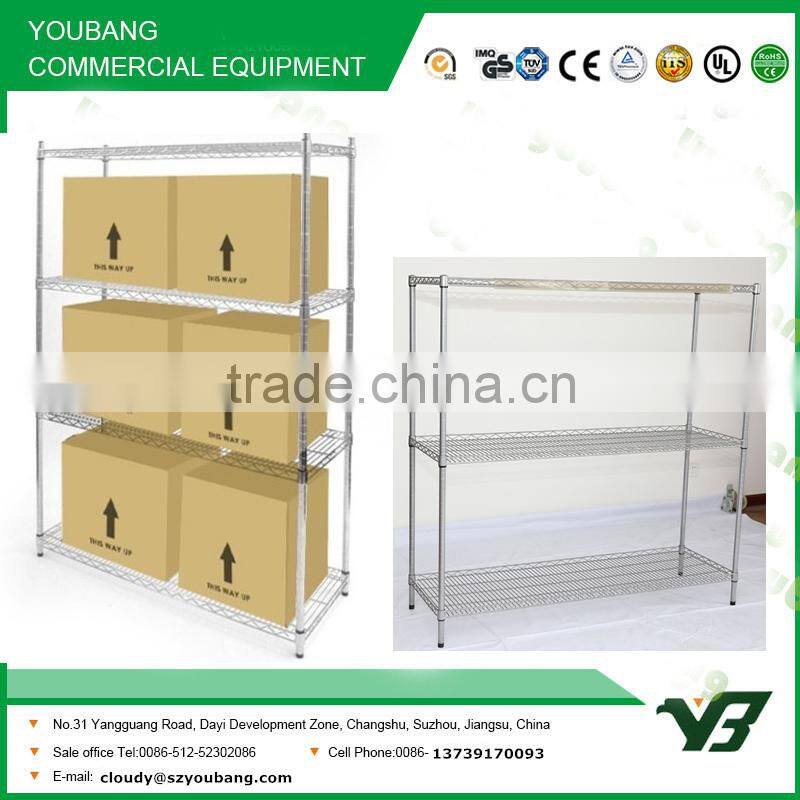 2015 hot sell NSF 150KGS 72x24 inch heavy duty 4 layer chrome wire shelving (YB-WS057)