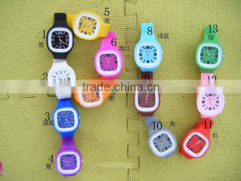 NEW HOT SELLING Square Jelly Quartz Wrist bracelet Sports Unisex Silicone LED Watch 12colors choose