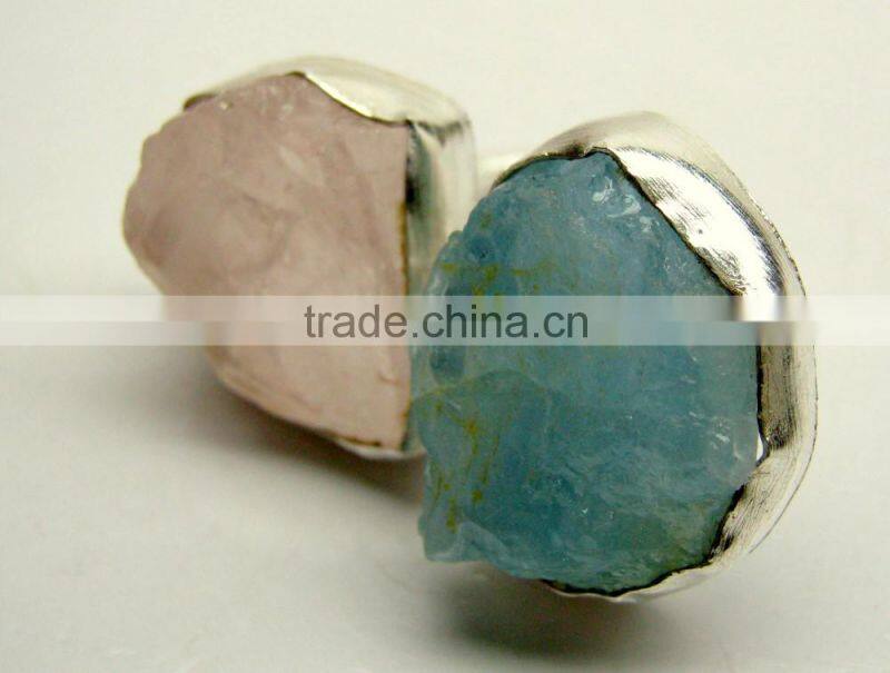 Neon Apatite Raw Natural Gemstones Ring, Rough Gemstone Adjustable Rings, 925 Solid Sterling Silver Jewelry