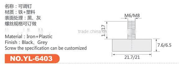 M6/M8 plastic adjustable screw feet for funiture