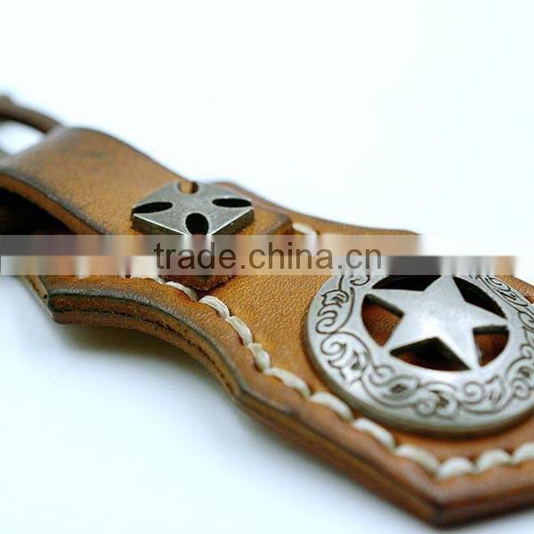 Leather key chain with metal D ring