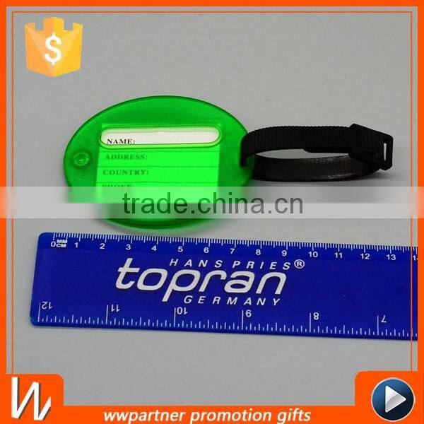 Hard Plastic Travel Luggage Tag Oval Shaped with Strap